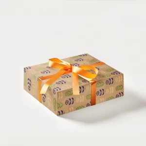 floral brown wrapping paper on present