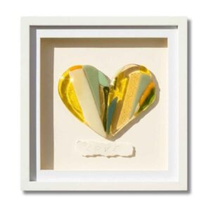 Framed Glass Hearts with Handwritten Phrase