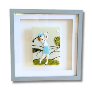Lady Golfer Glass Art