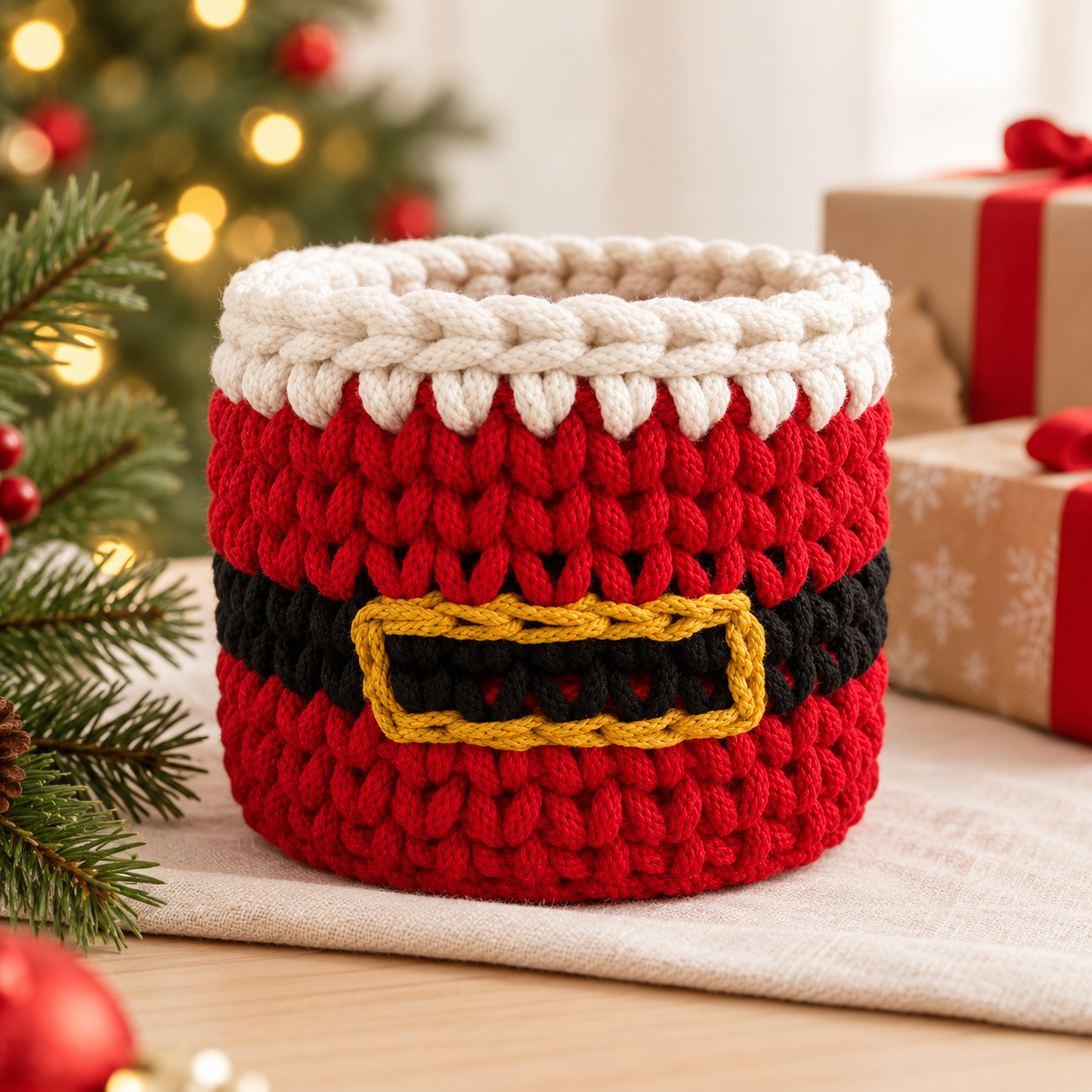 Handcrafted Santa Claus Basket - Image 2